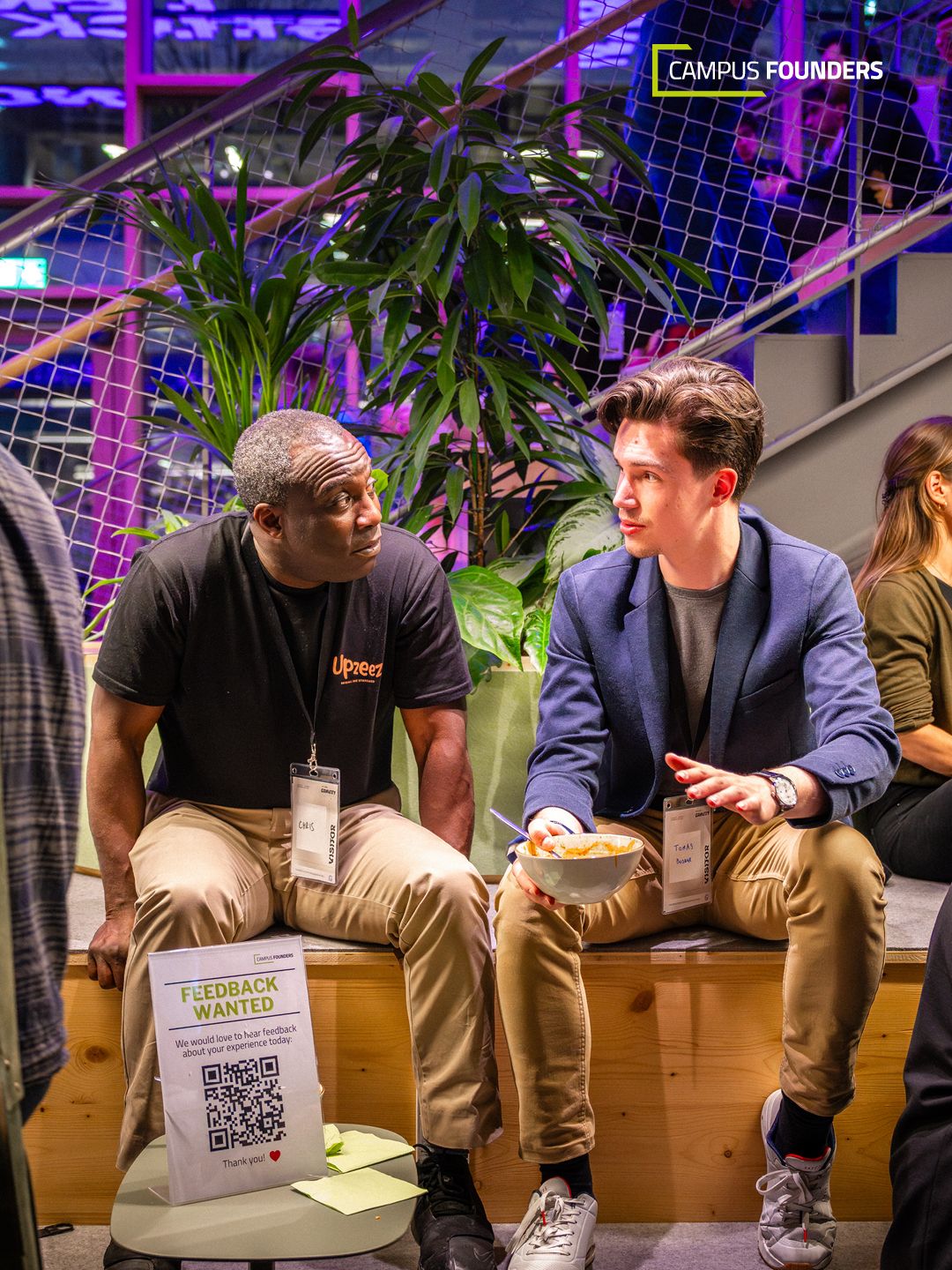 Talking with a founder at Campus Founders, Heilbronn